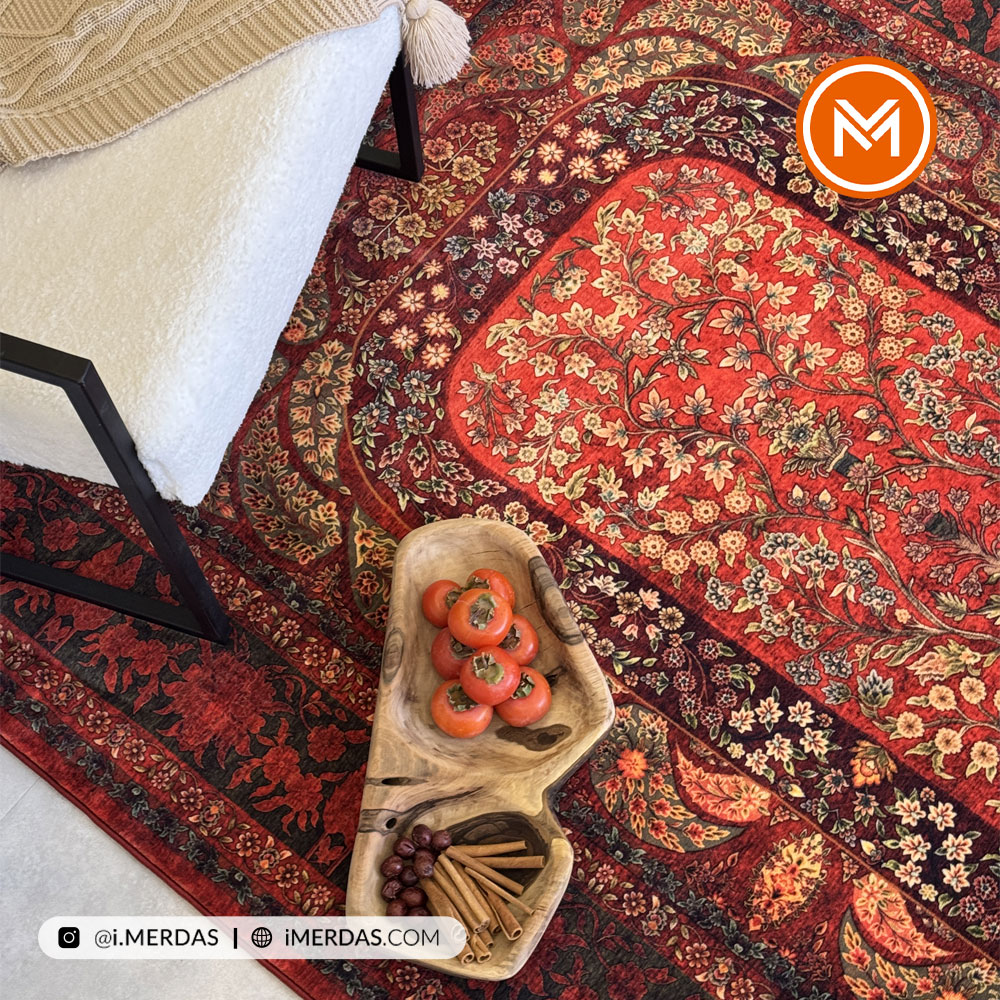 فرش کهنه نما کد 25NH0060 زمینه لاکی